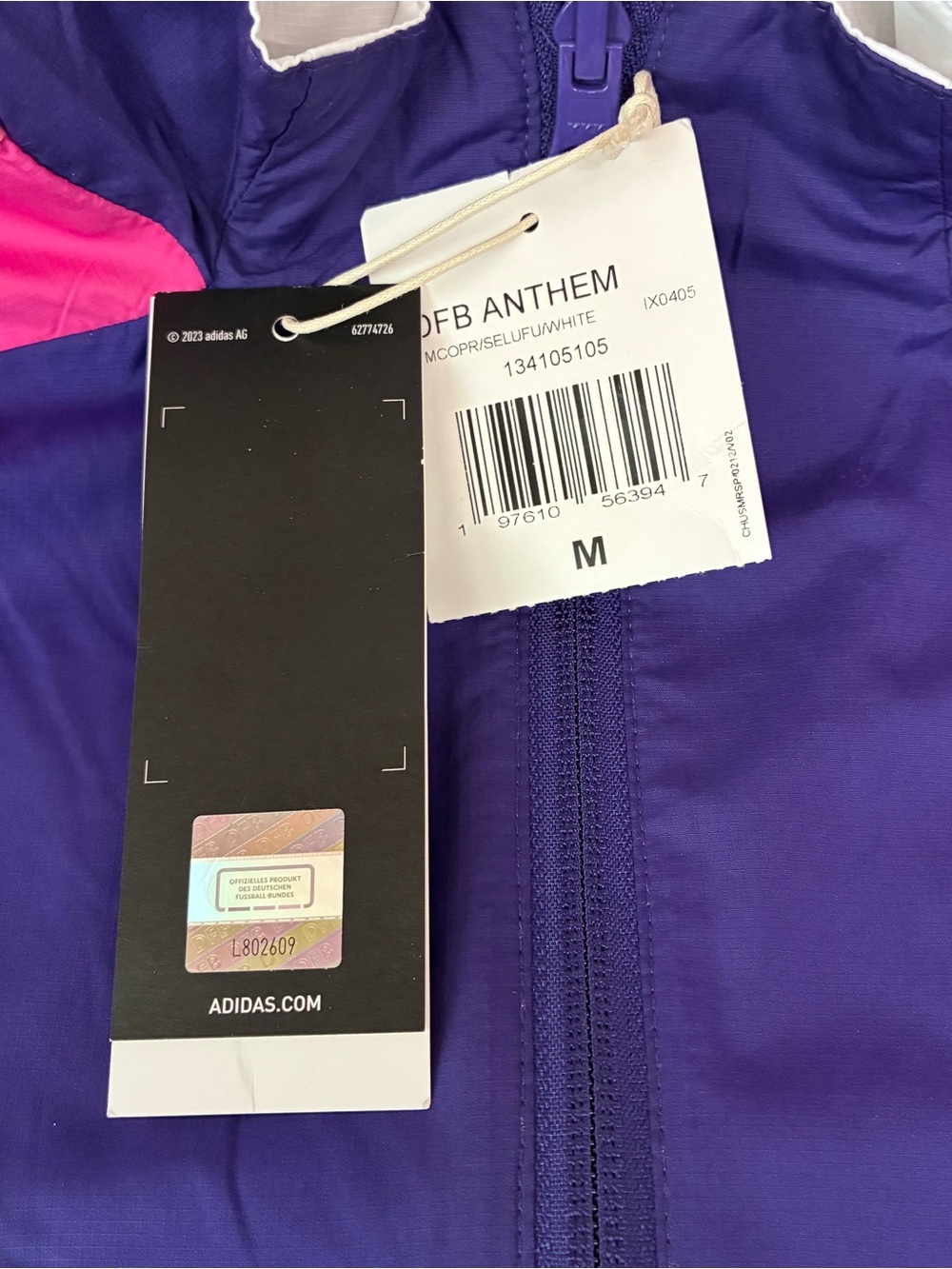 adidas Official Germany Football Reversible White/Purple Jacket Men’s M NEW! - Picture 8 of 11